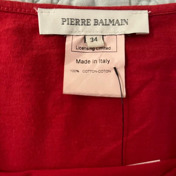 Pierre Balmain Graphic Red Scoop Neck Sweatshirt - Picture 4 of 4